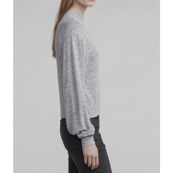 Rag & Bone Bigsby Heather Grey Mock Neck Balloon Long Sleeve Soft Women's Medium - Picture 3 of 10